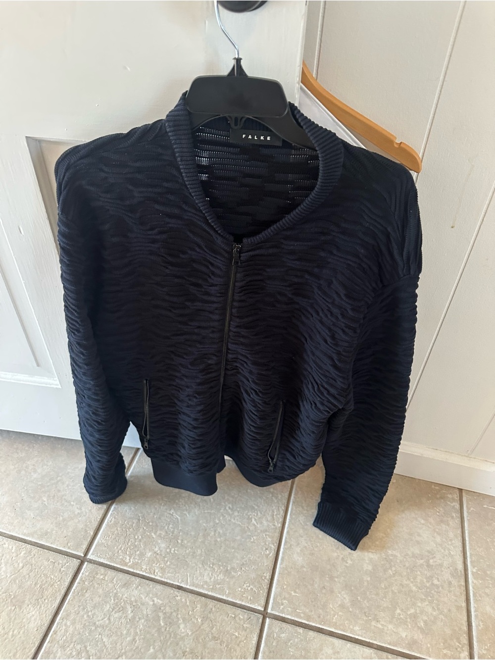 Falke Navy Textured Men's Bomber Jacket